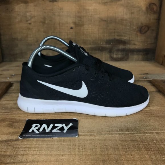 Nike Free Run Black White Cushioned Running Shoes